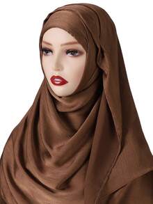 1 Set Instant Hijab With Modal Bonnet, Convenient Chiffon Muslim Headscarf That Doesn't Fall Off Easily, Modest Hijab - Multicolor - View 3