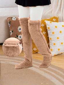 1 Pair Thick Down Leg Warmers, Knee Pads, Long Tube Floor Socks And Foot Warmers - Multicolor - View 12