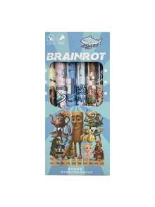 6支/盒 意大利 Brainrot 可擦凝胶笔，0.55mm 黑色墨水，速干圆珠笔，Bombardiro Crocodilo Lirili Larila Glorbo Frutto Drillo，学生学校办公用品套装 - 彩色 - 查看 6