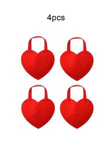 4个心形派对礼品袋，无纺布礼品袋，带提手，适用于派对、生日、婚礼季、单身派对装饰、单身派对礼物、新娘送礼会回礼、婚礼宾客回礼等场合。 - 彩色 - 查看 8