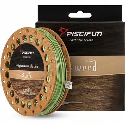 Weight Forward Floating Fly Fishing Line with Welded Loop for Trout Bass and Saltwater Applications in Sword Moss Green Fluorescent Yellow WF3 to WF8 90-100FT High Performance Casting Accuracy and Durability