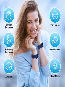 1 par/2 piezas Pulseras anti-mareo, pulsera de silicona con doble hebilla, diseño ergonómico, azul profundo - Azul oscuro - Ver 5