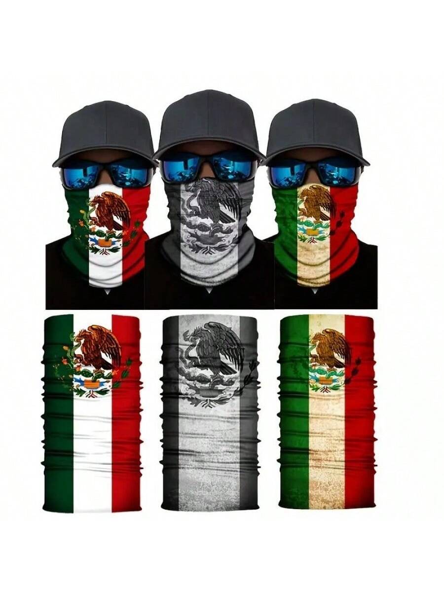 Bandana Tubular Multifuncional Bandera de México - Pañuelo Elástico para Cuello y Cara (Diseños Tricolor y Monocromático