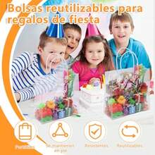 zxr Bolsas de Regalo de PVC Transparente con Asas30 Piezas Bolsas de Dulces para Fiestas para Dulces Bolsas de Compras Reutilizables Fiestas Infantiles Bodas Cumpleaños 30125 - Transparente - Ver 2