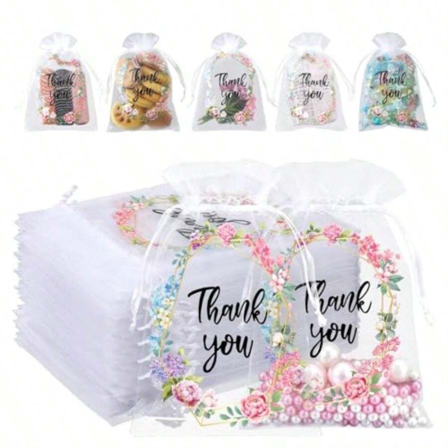 zxr HASTHIP® 30 Bolsas de Regalo de Organza para Recuerdos Fiesta joyería125 - NIEVE - Ver 1