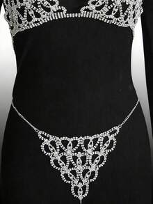 Sexy Bra Chain, Silver Bikini Lingerie, Shiny Body Chain, Crystal Panties - Silver - View 12