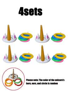 4/2/1set-Unicorn Party Games, Inflatable Ring Toss Game Set Unicorn And Toss Rings, Party Game Favors Party Decoration Adult Team Game,Teamwork Activities, 2026 Happy New Year Party Packs