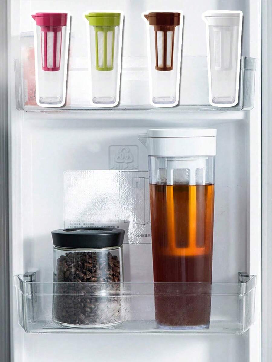 1pc Pink Green Brown White Cold Brew Coffee Maker, Iced Coffee Maker, Cold Brew Coffee And Tea Brewer, Easy Clean Mesh Filter (1L) - Multicolor - View 1