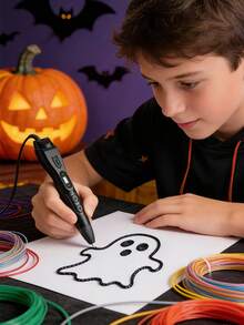 MXLX 豪华套装3D打印笔，带液晶显示屏，防堵塞，操作简便，1.75mm PLA耗材，专业DIY手工制作，适合作为生日、圣诞节、万圣节、感恩节礼物 - 黑色 - 查看 2