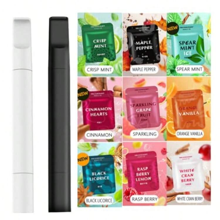 black licorice disposable vape Flavored Non-Nicotine Air Device Smokel Inhaler With 12 Flavored(Non-Nicotine) Cores Non Electric Stop Smoking Aid Flavor:Kiwi Passion Goyave g3 pod Voopoo - Drag S citrus flavors with a