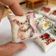 迷你春季复活节抱枕 BJD 模型装饰，微缩客厅，微缩房屋卧室场景沙发靠垫道具，微缩家居场景 DIY，收藏家和爱好者的礼物 - 彩色 - 查看 4