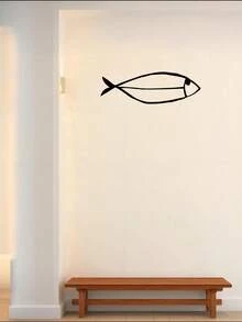 1 pieza (20-60cm), Decoración de pared de pez de metal estilizado, con diseños de peces de patrones negros detallados, en un estilo minimalista artístico, ideal para amantes de la decoración del hogar moderna, tema minimalista acuático - perfecto para Halloween/Navidad/Día del Niño, fiestas en el hogar/proyectos DIY/inauguraciones de casa, cocina/sala de estar/dormitorio/balcón, primavera/verano, colgante decorativo - Multicolor - Ver 10