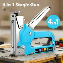 4-In-1 Manual Staple Gun Kit, Blue Color, Suitable For Wood, Fabric, Sofa Furniture, Felt And Canvas, No Electricity Required