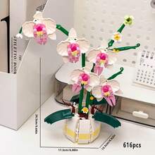1000+ bucăți blocuri de construcție cu flori Phalaenopsis roz, decor elegant cu blocuri de construcție cu flori Phalaenopsis, set de blocuri de construcție DIY pentru adulți, petale roz cu ghiveci albastru, culori vibrante atrag atenția, afișând farmec și eleganță misterioasă. Îmbinări flexibile ale petalelor, potrivite pentru decorul cu blocuri de construcție DIY la întâlniri, decor pentru casă sau birou, Ziua Îndrăgostiților, Anul Nou, cadouri de ziua de naștere, mici cadouri pentru a-și exprima afecțiunea, alegere excelentă pentru prietenă și mamă. - Multicolor - Vizualizare 13