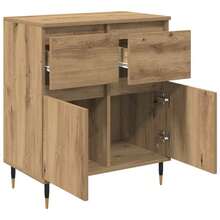 Larryhot Credenza con cassetto Rovere artigianale 60 x 35 x 70 cm,Robusto e durevole, facile da montare, la scelta ideale per l'arredamento della casa - Castano - Visualizzare 5