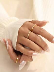 Luxury Half Eternity Ring With Cubic Zirconia, Gold And Silver Costume Jewelry - 金色 - 查看 3