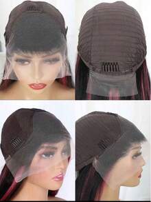 BMNH 13x4 Lace Front Wig, 180% Density, Wavy Curly, Ombre Pink & Black, Glueless Lace Front Wig, Highlight Pink - SNatural/Pink - View 10