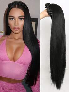 26-Inch Full Wig With Removable Headband, Long Straight Hair, Suitable For Women - Brown - View 12