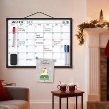 MaxGear Monthly Calendar Dry Erase Board For Wall, 16\X12\ Small Hanging Double-Sided White Board, Portable Whiteboard For Planning, Drawing, Memo, To Do List, Schoolsss, Home, Office, Black Frame,Black - Black - 查看 8
