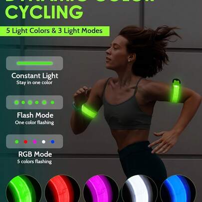 1 pieza Nuevo diseño de brazalete reflectante - Equipo de running de alta visibilidad, para la noche, disponible en varios colores, 3 modos de iluminación, apto para caminar y andar en bicicleta de noche