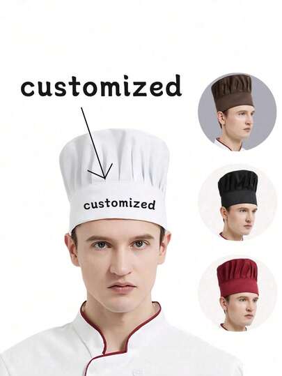 Customized Chef Hat, Adult Adjustable Elastic Baker Kitchen Cooking Chef Cap, Dust-Proof Hat, Work Hat For Bakery, Cafe, Dessert Shop, Restaurant, Kitchen, Anti-Hair Loss, Washable And Reusable