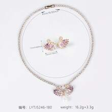 3件套时尚优雅女士项链，钻石项链，天鹅造型，镶嵌立方氧化锆，女士耳环，女士项链，配饰套装，珠宝套装，西部舞会珠宝配饰，礼品