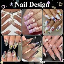 8 Boxes Nail Charms And Gems For Manicure, Flat Pearls Nail Flowers Nail Rhinestones And Charms For Nail Art, Colorful Pearl Nail Charm Nail Bows Multi Shapes Flatback Nail Design Kit Nail Accessories - Nhiều màu - Xem 8