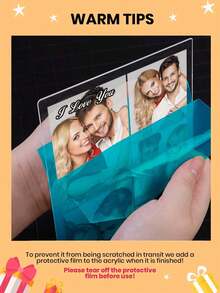 1pc Custom Music LED Night Light, Custom LED Music Plaque, Personalized Led Lamp With Picture And Wooden Base, Personalized Song Acrylic Plaque, Custom Picture Song Lamp, Music Photo Plaque Gift, Light Up Music Plaque, Valentines Gift, Couple Gift, First Wedding Anniversary Gift - Couple MESSAGE - Base B (Warm Light) - View 6