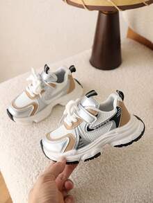 1 Pair Girls' Sports Shoes, Summer New Kids Shoes, Fashion Sneakers, Casual & Versatile - Khaki - View 4
