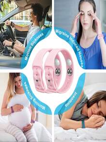 MEIYYJ 1 Pair/2pcs Anti-Motion Sickness Wristbands, Silicone Double-Clip Bracelets, Ergonomic Design - Pink - View 6