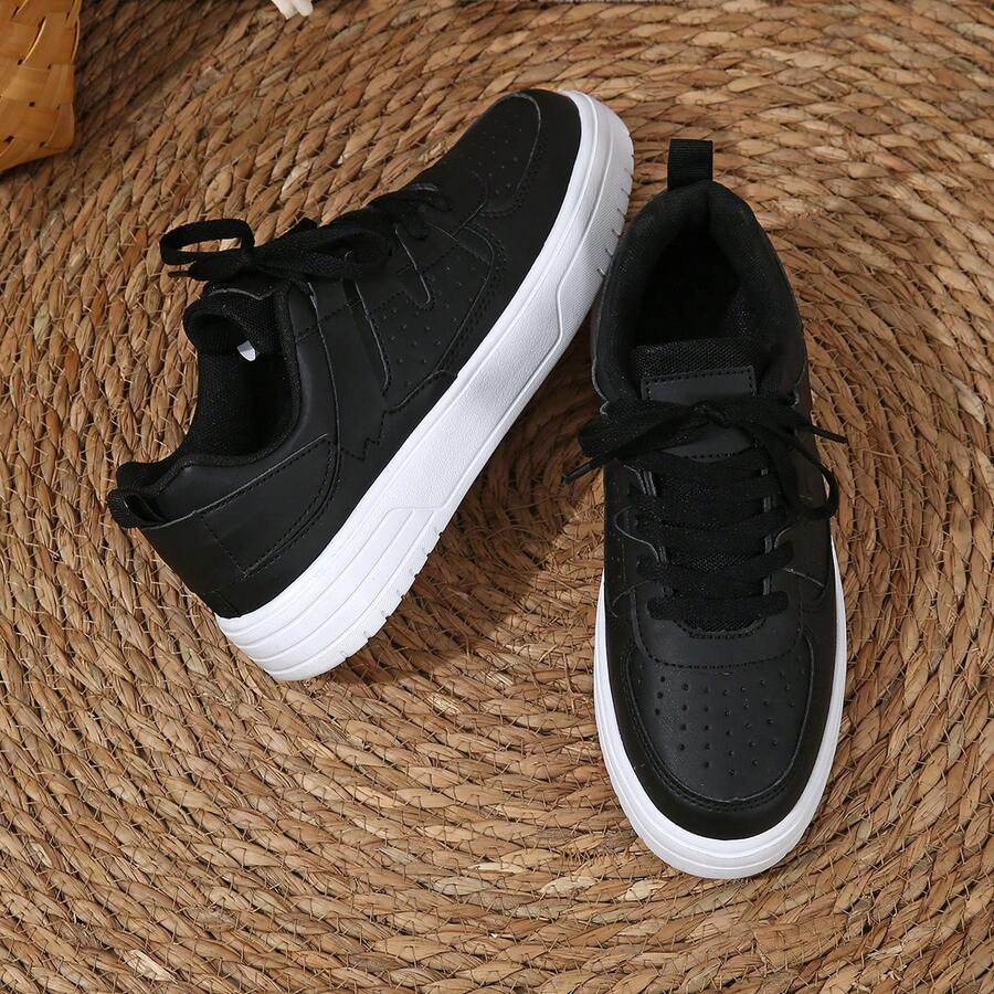 Women's Retro Mary Jane Sneakers Platform Cushioned Sole Casual Street Style Shoes - Black - View 1