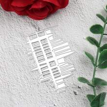 1pc Asymmetrical Grid Line Metal Cutting Mold, Line Background DIY Scrapbooking Embossing Mold Template, Greeting Card Making Template, Suitable For Album And Card Making, Handmade Card Tool - Silver - View 4