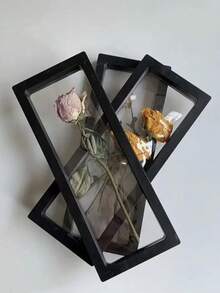 1pc Dried Rose Flower Storage Photo Frame Display Frame (Excluding Fresh Flowers And Base) Black Transparent Flower Rack DIY Dried Flower Rack Valentine's Day Gift, Easy To Store And Dustproof, Home Dried Flower Storage Display Box, Transparent Accessory Packaging Box (9.06inx3.54in) - White - View 6