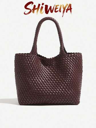 Women's Handbag, Fashionable High-End Woven Tote Bag, Super Large Capacity Commuter Shoulder Bag