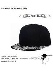 2025 Nouveau chapeau à bord plat simple et , chapeau imprimé cachemire, chapeau de planche à roulettes, chapeau hip hop personnalisé créatif pour la rue et la vie quotidienne, chapeau de sport pour l'ombre, casquette de baseball décontractée unisexe