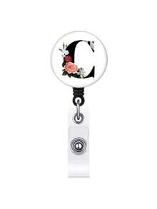 1pc Retractable ID Badge Reel With Clip, Rotary Clasp Fit For A-Z ID Cards, White Glass Keychain, Suitable For Nurses, Doctors, Office Supplies, Back To School Identification, Meaningful Gift For Halloween, Christmas, Valentine's Day, New Year For Friends, Colleagues, Teachers, Elders