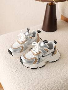 1 Pair Girls' Sports Shoes, Summer New Kids Shoes, Fashion Sneakers, Casual & Versatile - Khaki - View 1