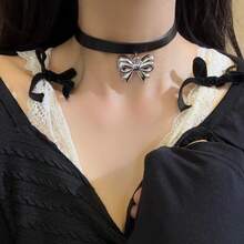 1 Piece Fashion Harajuku Dark Style Belt Buckle Necklace For Women Sweet Cool Spicy Girl Choker Collar Personality Hip Hop Simple Clavicle Chain - Vòng cổ da đen X3402 - Xem 3