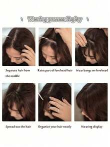 8.5 Inch Middle Part Bangs Hairpiece, Realistic Invisible Lightweight Fluffy Hair Topper To Add Volume