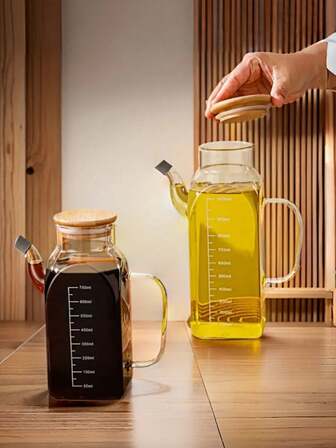 1 st. 25,36 oz/33,81 oz premiumglasflaska för olivoljedispenser, transparent design | Hållbart matlagningsverktyg för matservering, lämplig för sallad, stekning, grillning - utomhusgrill | Dispenser för matolje i restaurang