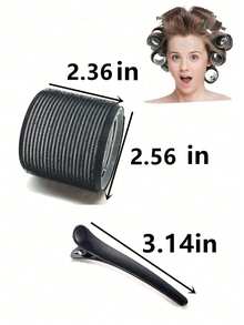24pcs/Set Large Size Hair Rollers With Clips, Self-Gripping Curler Suitable For Long/Medium/Short Hair And Bangs, DIY Hair Curling Tool (Includes 12pcs Large Roller Tubes + 6pcs Clips) ,Hair Rollers,Heatless Curls,Hair Curler,Hair Products And Accessories For Barber Salon Beauty Travel Essentials - Black - View 11