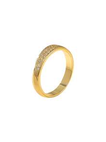 Gift Box Elegant Women's Cubic Zirconia Ring, Minimalist Versatile Jewelry For Wedding, Party, Daily Wear, Made Of Copper Material, Non-Allergic And Non-Fading, Ideal Valentine's Day Gift - Gold - View 6