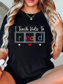 I Teach Kids To Read, Funny Reading Teacher Appreciation T-Shirt - Đen 7 - Xem 1