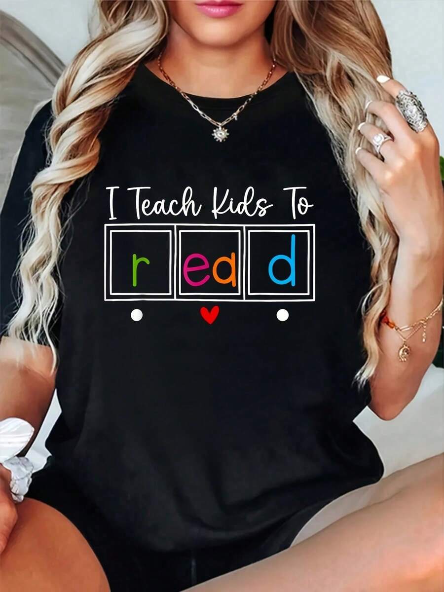 I Teach Kids To Read, Funny Reading Teacher Appreciation T-Shirt - Đen 7 - Xem 1