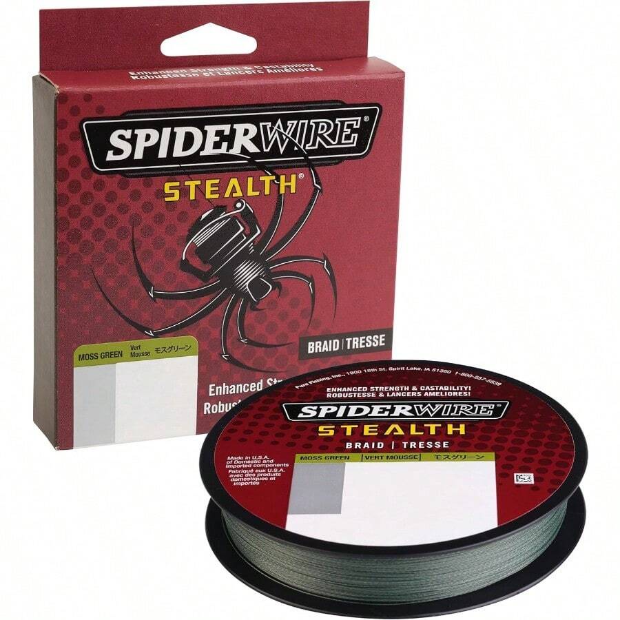 Spiderwire Stealth Superline Trenzada - Alta resistencia y bajo visibilidad para pesca en aguas claras - Verde musgo - Ver 1