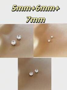 1对男士磁性耳环，无需耳洞，立方氧化锆耳钉夹式耳环 - 彩色 - 查看 15