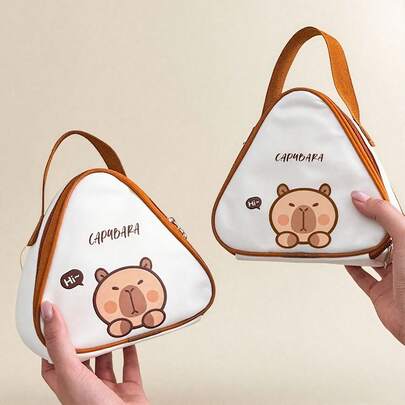 WORTHBUY 1个卡通图案迷你保温午餐包，便携式保温野餐包，防油防水食品容器收纳袋，便当盒包，可重复使用的保冷袋，多功能手提包，适合学生和成人居家、学校、办公室、户外露营、野餐和旅行使用。