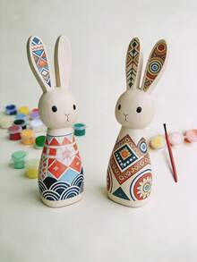 3 قطع/9 قطع طقم رسم خشبي على شكل أرنب، مجموعة الرسم اليدوي، ألوان، أرانب خشبية، فرش، لوازم يدوية إبداعية، عودة إلى المدرسة، التخرج، أحداث الحفلات، هدايا عيد ذات معنى - متعدد الألوان 2 - مشاهدة 4