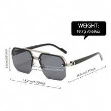 1 pieza Gafas de moda de metal con puente doble de estilo retro, versátiles para todas las estaciones - Multicolor - Ver 4