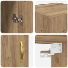 Larryhot Pensile Rovere artigianale 69,5 x 34 x 90 cm Legno multistrato,Robusto e durevole, facile da montare, la scelta ideale per l'arredamento della casa - Castano - Visualizzare 9